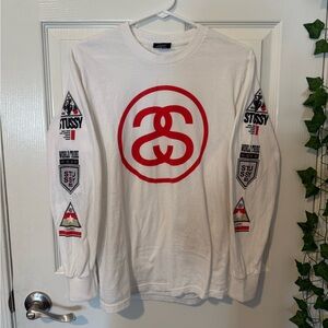 Stussy Link International World Tribe White Long Sleeve Size Small